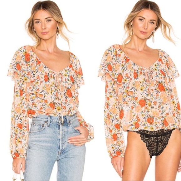 Free People Tops - NWOT Free People Intimately Say It To Me Bodysuit in Ivory Combo size Large